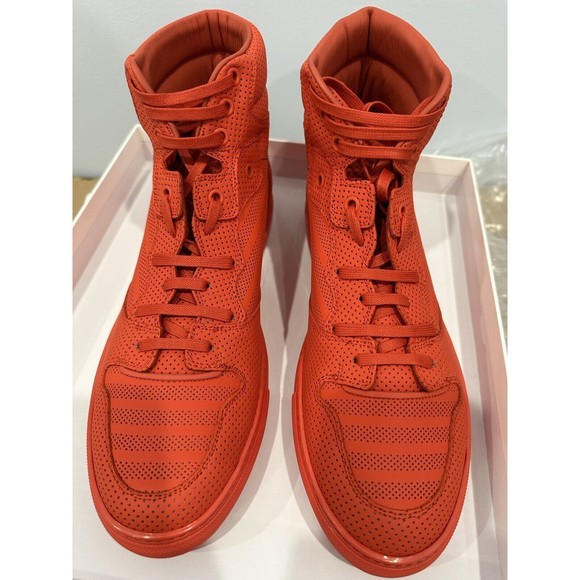 New Balenciaga Leather High Top Perforated Red Mens Sneakers Size, EU-43 US-10 - Picture 4 of 8